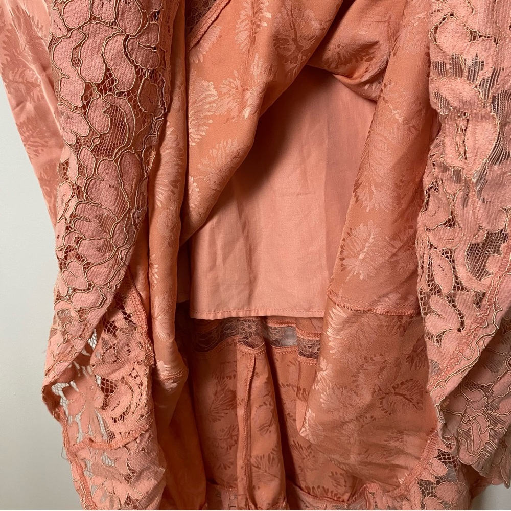 NWT Gimmicks x Rustic Bones Floral Jacquard Maxi Dress Coral sz Small - Picture 12 of 13
